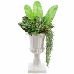Arcadia Garden Products Deluxe Pedestal 16 in. x 27 in. White Plastic Urn -Achla Designs Shop matte white arcadia garden products urn planters pl51wt 76 1000