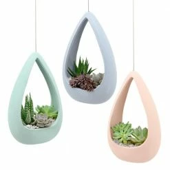 Arcadia Garden Products Cone 8-1/2 in. x 5-1/4 in. Mint Ceramic Hanging Planter -Achla Designs Shop mint matte arcadia garden products hanging planters ap11m 1f 1000