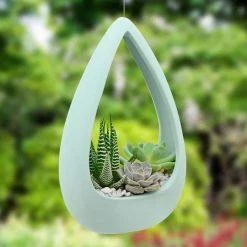 Arcadia Garden Products Cone 8-1/2 in. x 5-1/4 in. Mint Ceramic Hanging Planter -Achla Designs Shop mint matte arcadia garden products hanging planters ap11m 44 1000