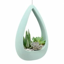 Arcadia Garden Products Cone 8-1/2 in. x 5-1/4 in. Mint Ceramic Hanging Planter -Achla Designs Shop mint matte arcadia garden products hanging planters ap11m 4f 1000
