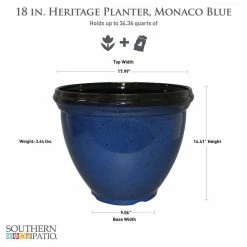 Southern Patio Heritage Large 18 in. x 14.4 in. Monaco Blue High-Density Resin Planter 14 Southern Patio Heritage Large 18 in. x 14.4 in. Monaco Blue High-Density Resin Planter -Achla Designs Shop monaco blue southern patio plant pots hdr 029779 40 1000