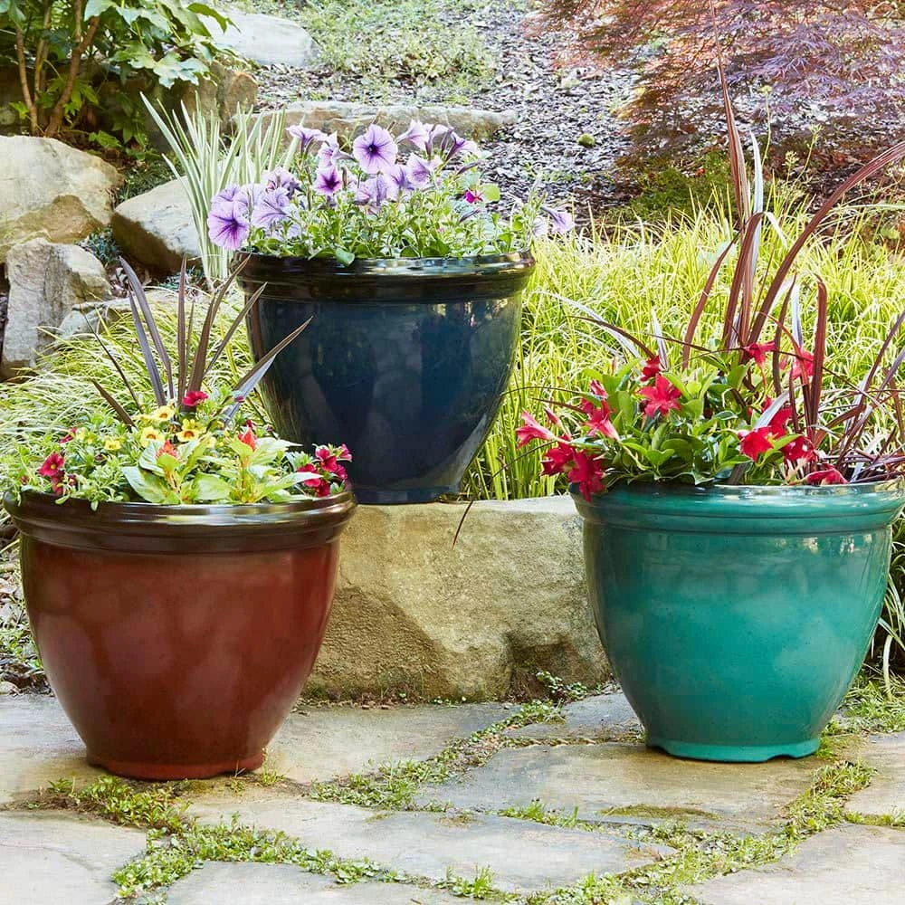 Southern Patio Heritage Large 18 in. x 14.4 in. Monaco Blue High-Density Resin Planter 8 Southern Patio Heritage Large 18 in. x 14.4 in. Monaco Blue High-Density Resin Planter - Image 6