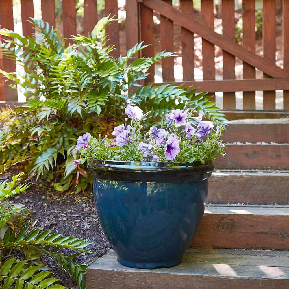 Southern Patio Heritage Large 18 in. x 14.4 in. Monaco Blue High-Density Resin Planter 6 Southern Patio Heritage Large 18 in. x 14.4 in. Monaco Blue High-Density Resin Planter - Image 4