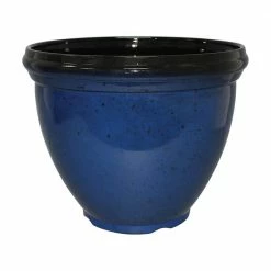 Southern Patio Heritage Large 18 in. x 14.4 in. Monaco Blue High-Density Resin Planter