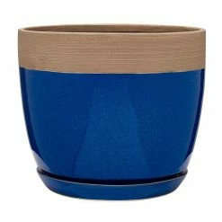 Southern Patio Ana 12 in. x 11.2 in. Navy Blue Ceramic Indoor Pot