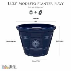 Southern Patio Modesto Large 15.25 in. x 10.5 in. Navy Resin Composite Planter -Achla Designs Shop navy southern patio plant pots cmx 064718 40 1000