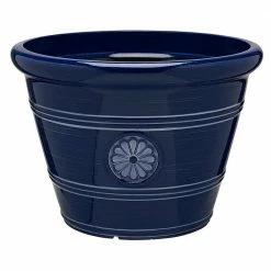 Southern Patio Modesto Large 15.25 in. x 10.5 in. Navy Resin Composite Planter