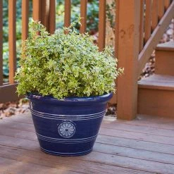 Southern Patio Modesto Large 15.25 in. x 10.5 in. Navy Resin Composite Planter -Achla Designs Shop navy southern patio plant pots cmx 064718 a0 1000