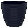 Southern Patio Beehive 14 in. x 11.5 in. Navy Resin Planter with Saucer