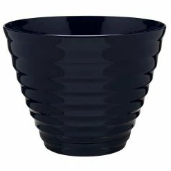 Southern Patio Beehive Large 16 in. x 12.3 in. Navy High Density Resin Planter with Saucer