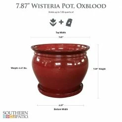 Southern Patio Wisteria 7.87 in. x 7.09 in. Oxblood Ceramic Indoor Planter Pot (2-Pack) -Achla Designs Shop oxblood southern patio plant pots crm 031055p2 40 1000