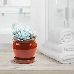 Southern Patio Wisteria 7.87 in. x 7.09 in. Oxblood Ceramic Indoor Planter Pot (2-Pack) -Achla Designs Shop oxblood southern patio plant pots crm 031055p2 77 1000