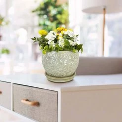 Southern Patio Elora 8 in. Dia Pearl Ceramic Indoor Pot (2-Pack) 26 Southern Patio Elora 8 in. Dia Pearl Ceramic Indoor Pot (2-Pack) -Achla Designs Shop pearl southern patio plant pots crm 047100p2 1f 1000