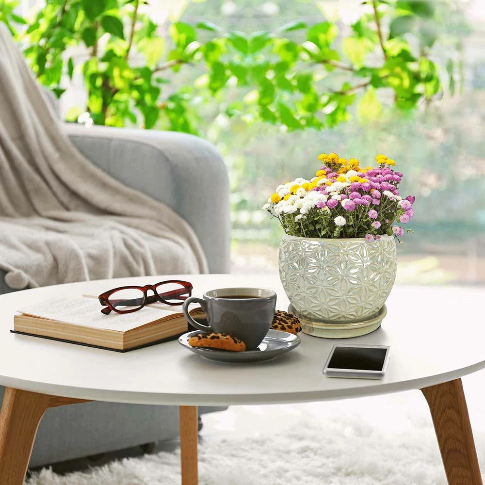 Southern Patio Elora 8 in. Dia Pearl Ceramic Indoor Pot (2-Pack) 10 Southern Patio Elora 8 in. Dia Pearl Ceramic Indoor Pot (2-Pack) - Image 8