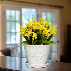 Southern Patio Lorna 8 in. x 6 in. Pearl White Ceramic Pot (2-Pack) -Achla Designs Shop pearl white southern patio plant pots crm 030928p2 1f 1000