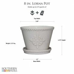 Southern Patio Lorna 8 in. x 6 in. Pearl White Ceramic Pot (2-Pack) -Achla Designs Shop pearl white southern patio plant pots crm 030928p2 40 1000