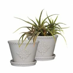 Southern Patio Lorna 8 in. x 6 in. Pearl White Ceramic Pot (2-Pack)