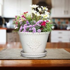 Southern Patio Lorna 8 in. x 6 in. Pearl White Ceramic Pot (2-Pack) -Achla Designs Shop pearl white southern patio plant pots crm 030928p2 66 1000