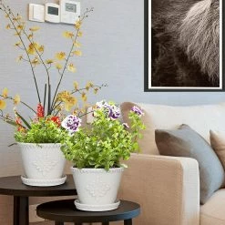 Southern Patio Lorna 8 in. x 6 in. Pearl White Ceramic Pot (2-Pack) -Achla Designs Shop pearl white southern patio plant pots crm 030928p2 c3 1000