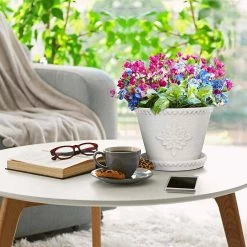 Southern Patio Lorna 8 in. x 6 in. Pearl White Ceramic Pot (2-Pack) -Achla Designs Shop pearl white southern patio plant pots crm 030928p2 fa 1000