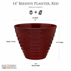 Southern Patio Beehive 14 in. x 11.5 in. Red Resin Planter with Saucer 14 Southern Patio Beehive 14 in. x 11.5 in. Red Resin Planter with Saucer -Achla Designs Shop red southern patio plant pots hdr 064749 40 1000