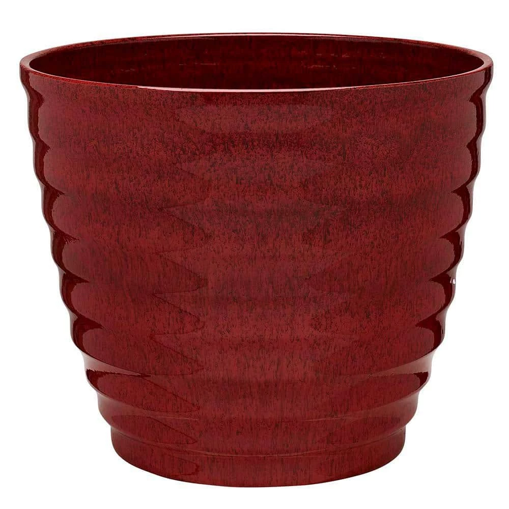 Southern Patio Beehive 14 in. x 11.5 in. Red Resin Planter with Saucer 3 Southern Patio Beehive 14 in. x 11.5 in. Red Resin Planter with Saucer