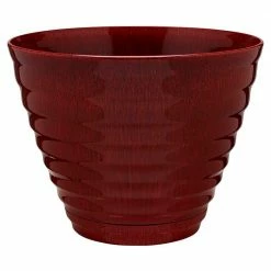 Southern Patio Beehive Large 16 in. x 12.3 in. Red High Density Resin Planter with Saucer