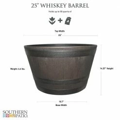 Southern Patio 25 in. Dia x 14.57 in. H Rustic Oak High-Density Resin Whiskey Barrel Planter 12 Southern Patio 25 in. Dia x 14.57 in. H Rustic Oak High-Density Resin Whiskey Barrel Planter -Achla Designs Shop rustic oak southern patio barrel planters hdr 047544 40 1000