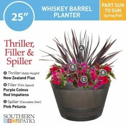 Southern Patio 25 in. Dia x 14.57 in. H Rustic Oak High-Density Resin Whiskey Barrel Planter 13 Southern Patio 25 in. Dia x 14.57 in. H Rustic Oak High-Density Resin Whiskey Barrel Planter -Achla Designs Shop rustic oak southern patio barrel planters hdr 047544 66 1000