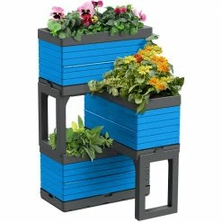 Southern Patio FlexSpace 22 in. x 11 in. x 13 in. Seabreeze Blue Resin Modular Raised Garden Bed -Achla Designs Shop seabreeze blue southern patio elevated garden beds hdr 090410 1d 1000