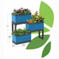 Southern Patio FlexSpace 22 in. x 11 in. x 13 in. Seabreeze Blue Resin Modular Raised Garden Bed -Achla Designs Shop seabreeze blue southern patio elevated garden beds hdr 090410 40 1000