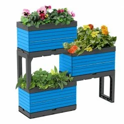 Southern Patio FlexSpace 22 in. x 11 in. x 13 in. Seabreeze Blue Resin Modular Raised Garden Bed