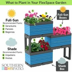 Southern Patio FlexSpace 22 in. x 11 in. x 13 in. Seabreeze Blue Resin Modular Raised Garden Bed -Achla Designs Shop seabreeze blue southern patio elevated garden beds hdr 090410 c3 1000