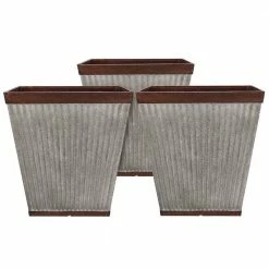 Southern Patio 16 in. Square Rustic Resin Outdoor Box Flower Planter (3-Pack)