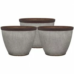 Southern Patio 20.5 in. Rustic Resin Outdoor Planter Urn (3-Pack)