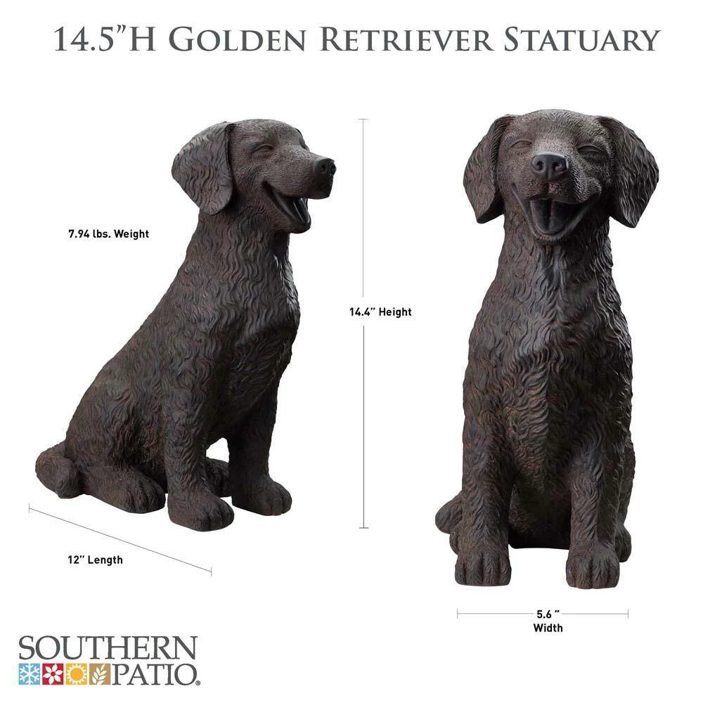 Southern Patio 14.5 in. H Brown Fiberglass Golden Retriever Garden Statue 5 Southern Patio 14.5 in. H Brown Fiberglass Golden Retriever Garden Statue - Image 3