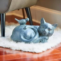 Southern Patio 9.5 in. W Black Fiberglass Sleeping Cat Garden Statue -Achla Designs Shop southern patio garden statues ldc 077015a 1d 1000