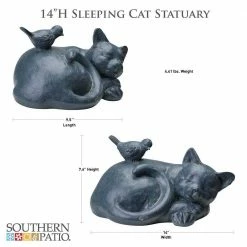 Southern Patio 9.5 in. W Black Fiberglass Sleeping Cat Garden Statue -Achla Designs Shop southern patio garden statues ldc 077015a 40 1000