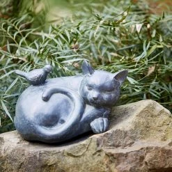 Southern Patio 9.5 in. W Black Fiberglass Sleeping Cat Garden Statue -Achla Designs Shop southern patio garden statues ldc 077015a 66 1000