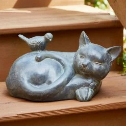 Southern Patio 9.5 in. W Black Fiberglass Sleeping Cat Garden Statue -Achla Designs Shop southern patio garden statues ldc 077015a 77 1000