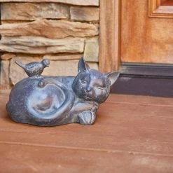 Southern Patio 9.5 in. W Black Fiberglass Sleeping Cat Garden Statue -Achla Designs Shop southern patio garden statues ldc 077015a a0 1000