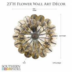 Southern Patio 23 in. H Flower Metal Wall Outdoor Decor, Copper -Achla Designs Shop southern patio outdoor wall sculptures wdc 076995a 40 1000
