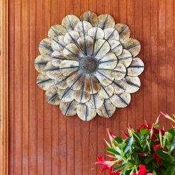Southern Patio 23 in. H Flower Metal Wall Outdoor Decor, Copper -Achla Designs Shop southern patio outdoor wall sculptures wdc 076995a 4f 1000