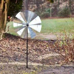 Southern Patio 36 in. H Windmill Dual Kinetic Wind Spinner Yard Stake, Silver -Achla Designs Shop southern patio wind spinners ldc 076957a a0 1000