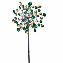 Southern Patio 36 in. H Lots of Dots Dual Kinetic Wind Spinner Yard Stake, Gold and Green -Achla Designs Shop southern patio wind spinners ldc 076964a 1d 1000
