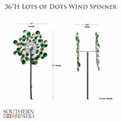 Southern Patio 36 in. H Lots of Dots Dual Kinetic Wind Spinner Yard Stake, Gold and Green -Achla Designs Shop southern patio wind spinners ldc 076964a 40 1000