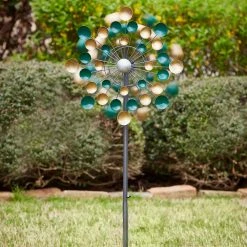 Southern Patio 36 in. H Lots of Dots Dual Kinetic Wind Spinner Yard Stake, Gold and Green -Achla Designs Shop southern patio wind spinners ldc 076964a 66 1000