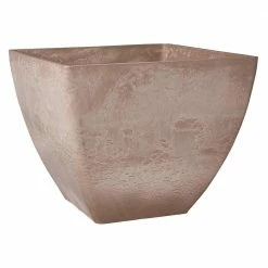 Arcadia Garden Products Simplicity Square 16 in. x 16 in. x 13 in. Taupe PSW Pot