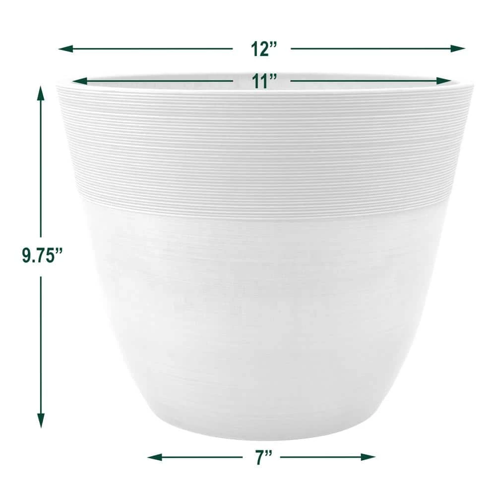 Arcadia Garden Products Etched 12 in. x 9.75 in. Taupe Composite PSW Pot 6 Arcadia Garden Products Etched 12 in. x 9.75 in. Taupe Composite PSW Pot - Image 4