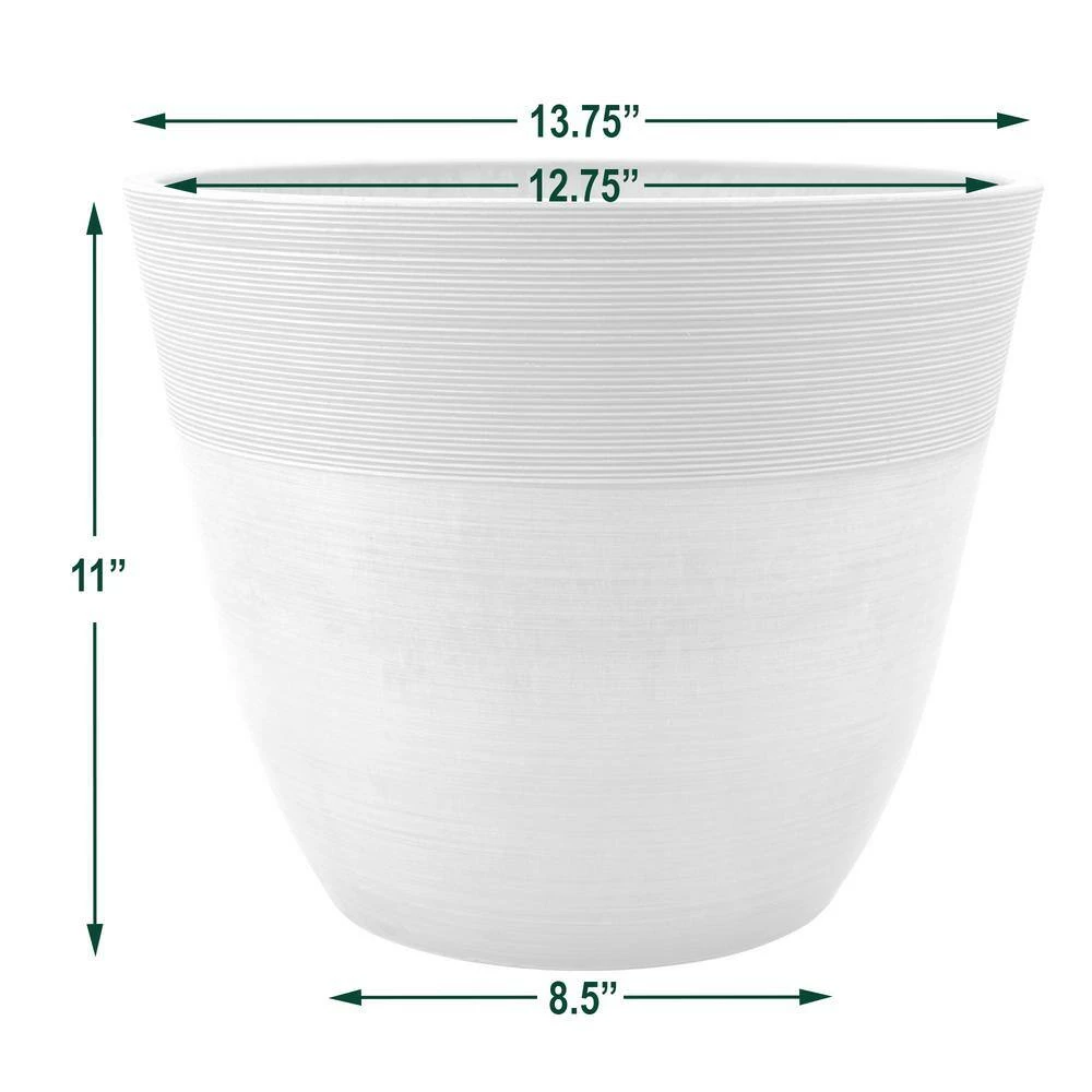Arcadia Garden Products Etched 13.75 in. x 11 in. Taupe Composite PSW Pot 6 Arcadia Garden Products Etched 13.75 in. x 11 in. Taupe Composite PSW Pot - Image 4